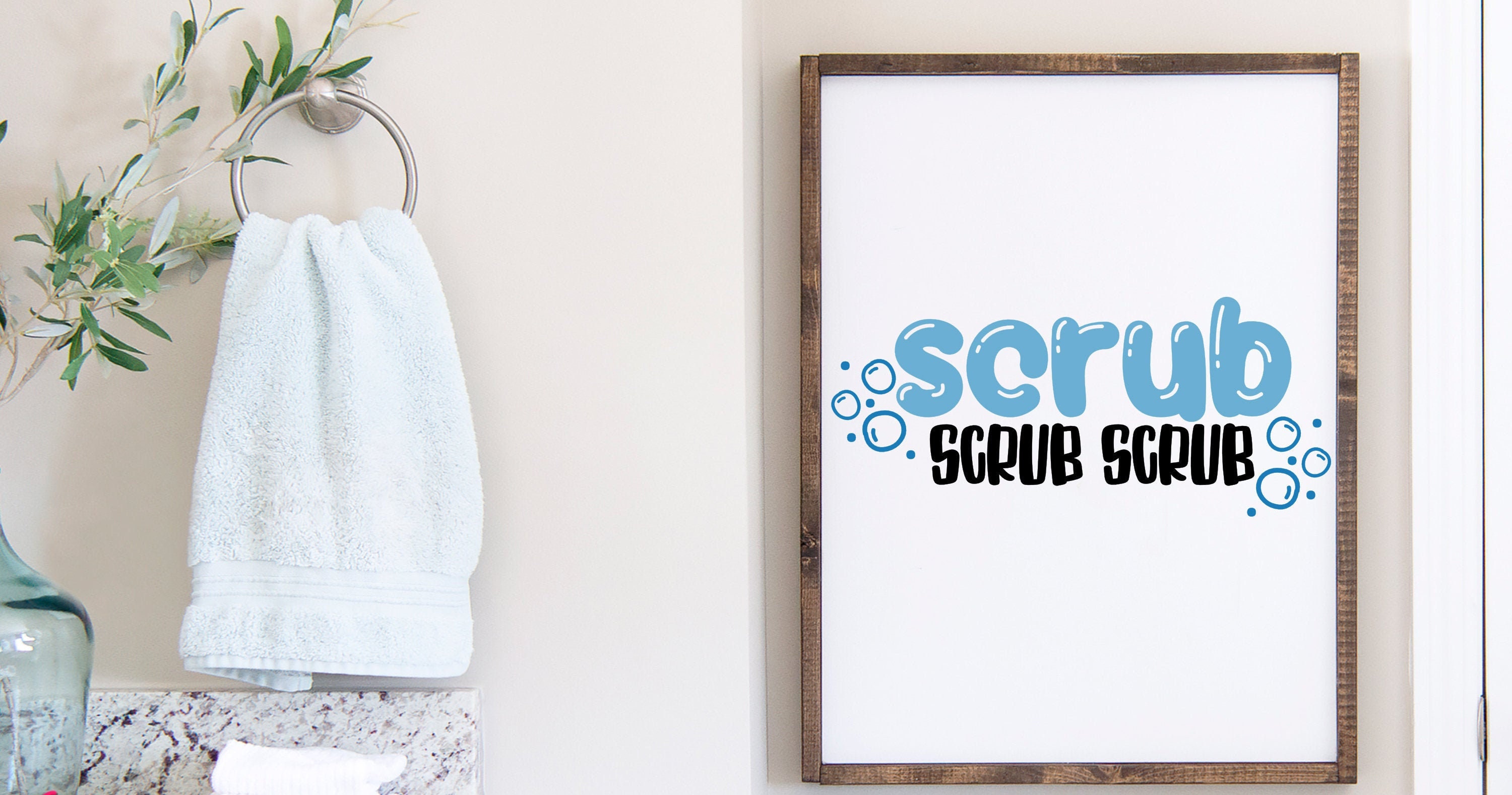 Scrub Scrub Scrub Bathroom Decor Framed Funny Bathroom Wall Etsy