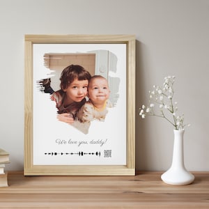 Soundwave Art on Canvas, Custom Voice recording with QR Code Canvas Print — Created with Your Audio & Photo, Memorial Gifts