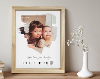 Soundwave Art on Canvas, Custom Voice recording with QR Code Canvas Print — Created with Your Audio & Photo, Memorial Gifts