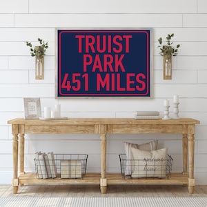 Atlanta Braves Inspired Stadium Sign — Truist Park, Sports Signs, Man Cave Sign, Framed Canvas Print Wall Decor