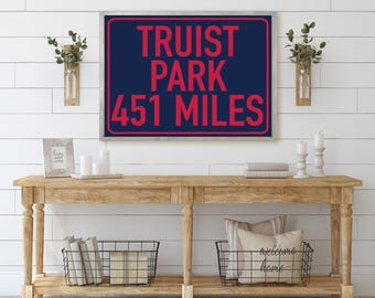 Atlanta Braves Inspired Stadium Sign — Truist Park, Sports Signs, Man Cave Sign, Framed Canvas Print Wall Decor