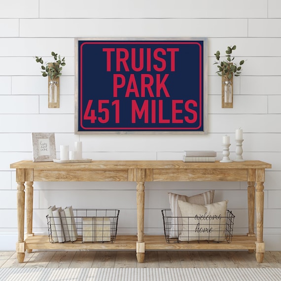 Atlanta Braves Inspired Stadium Sign — Truist Park, Sports Signs, Man Cave Sign, Framed Canvas Print Wall Decor