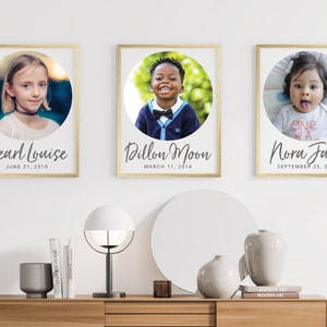 Custom Child&#39;s Photo + Name Canvas print, Upload your image, Photo Printed on a Stretched Canvas, School Picture Display, Family Decor