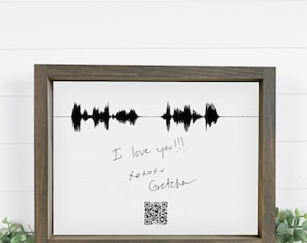 Soundwave, Handwriting & QR Code Canvas — Memorial Voicemail Gift, Custom Framed Canvas Gift Idea, Personalized Wall Art