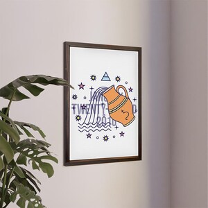 Impression Pop Art Verseau — Impression personnalisée d'anniversaire du zodiaque, toile encadrée, signes astrologiques, cadeau bébé, cadeaux d'anniversaire, dessins de tarot