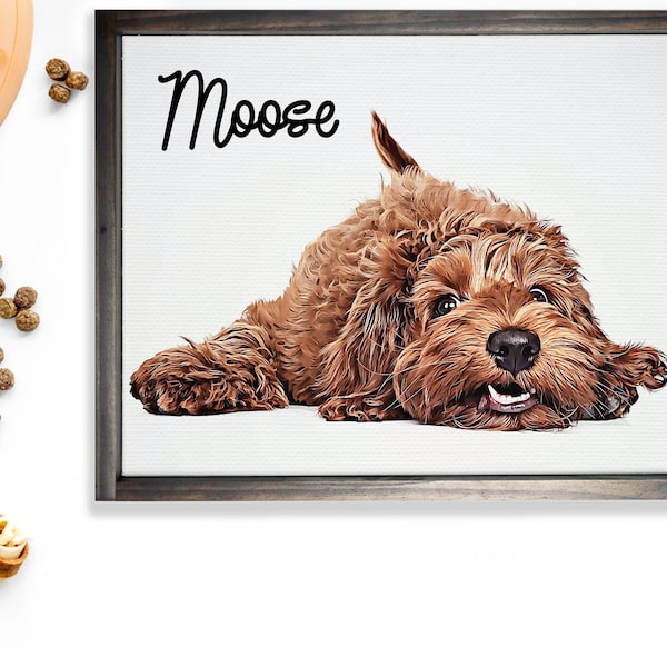 Personalized Pet Print — Custom Wood Framed or Unframed Pet Portrait on Canvas, Pet Loss Gift, Oil Effect on Canvas, Dog Lover Decor