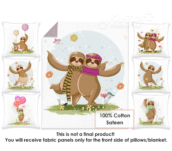 Cute Sloths Quilting Fabric Panel Set. Quilt Panels. Cotton Etsy