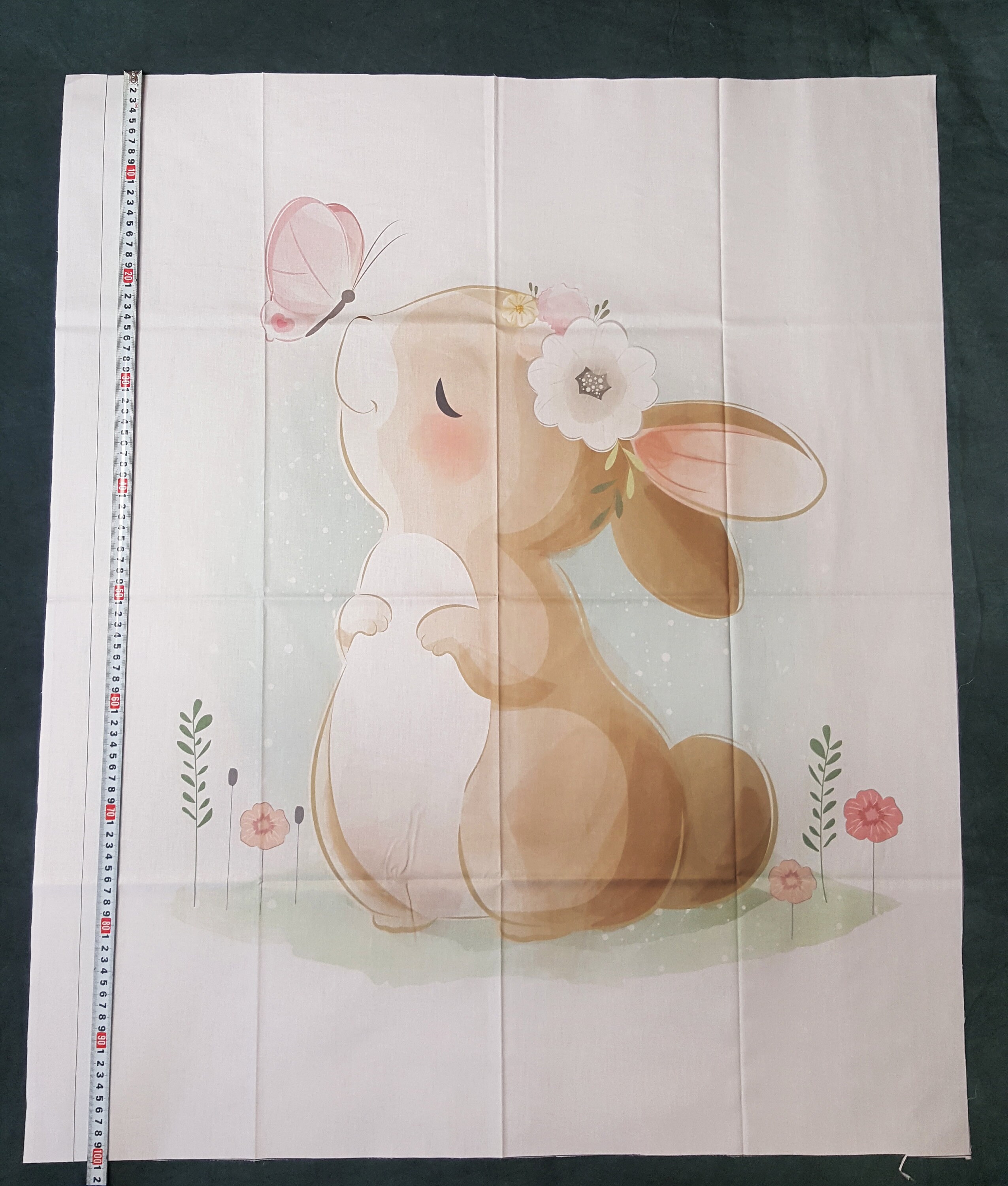 Cute Little Bunny Quilting Fabric Blanket Panel. Watercolor Etsy UK