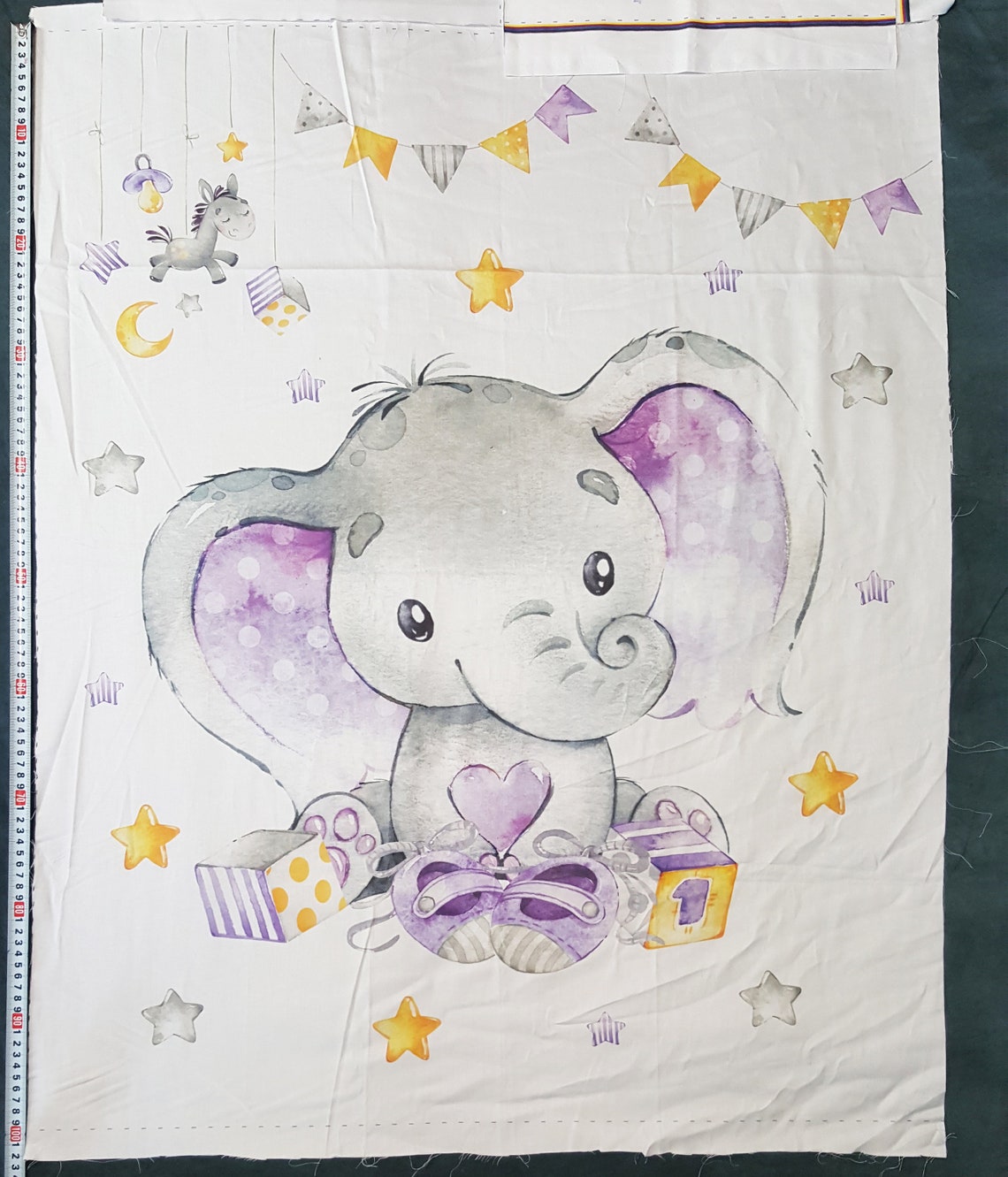 Cute elephant quilting fabric panel set. Watercolor Quilting Etsy