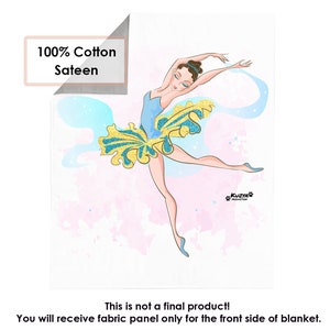 Cotton fabric panel for blanket Ballerina. Girl Panels For Quilting. Blanket panel ballerina. Fabric panel for girl. Hand made gift for kid.