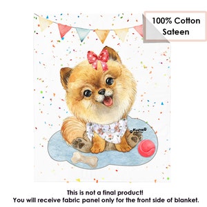 Cute Pomeranian Baby Fabric Panel, Cotton Quilt Panel, Panel for quilting