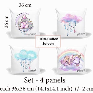 Fabric Panels Cute Unicorns. Cotton Baby Panels. Unicorn Pattern Quilting Panel. Cotton pillow panels. Nursery quilting.  Quilt Craft