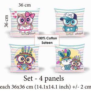 Fabric Panels For Quilting and Sewing Cute Owlets. Fabric panels for baby. Fabric pillow panels. Nursery quilting. Baby quilt panel Cotton