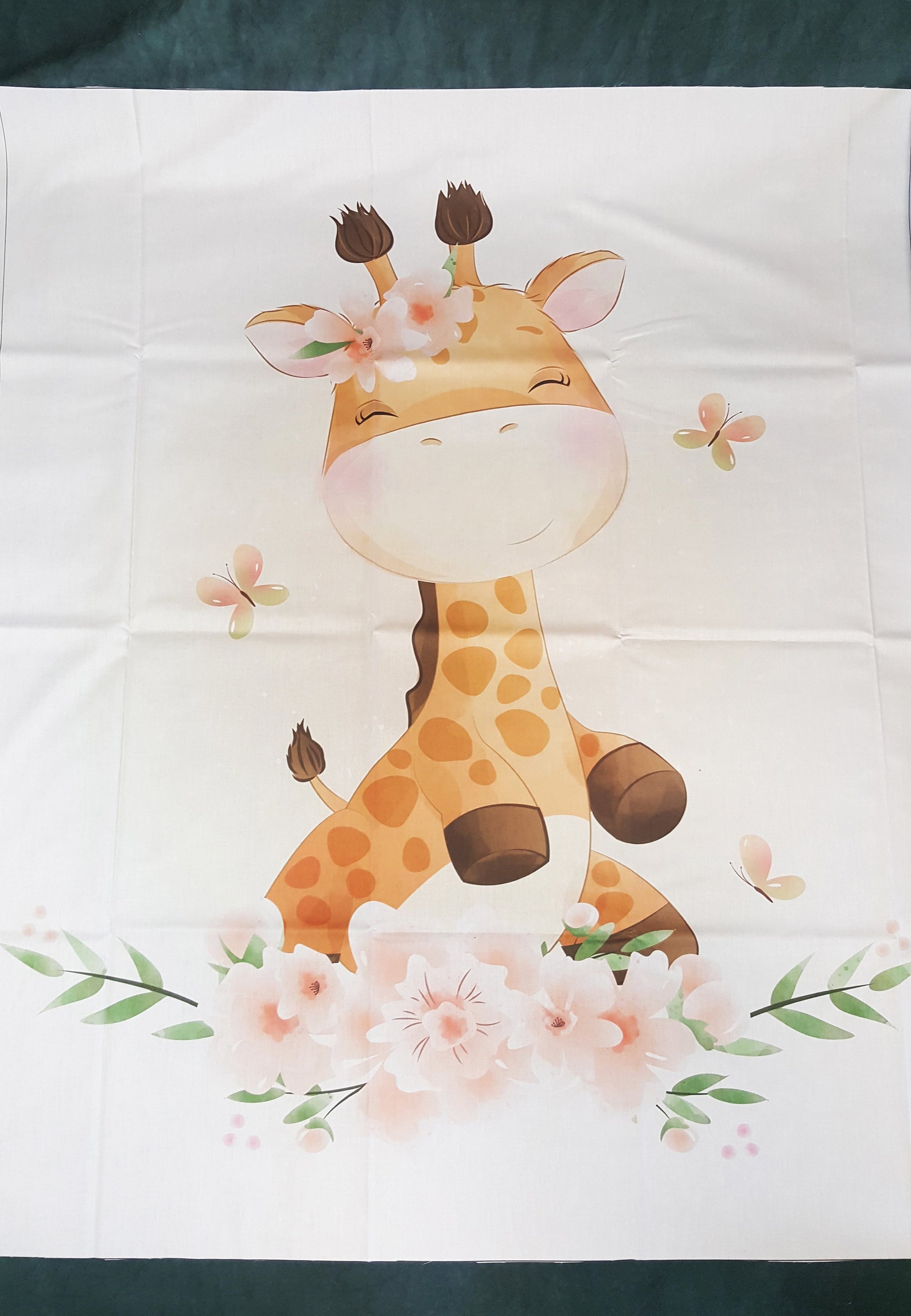 Cute little giraffes quilting fabric panel set. Watercolor | Etsy