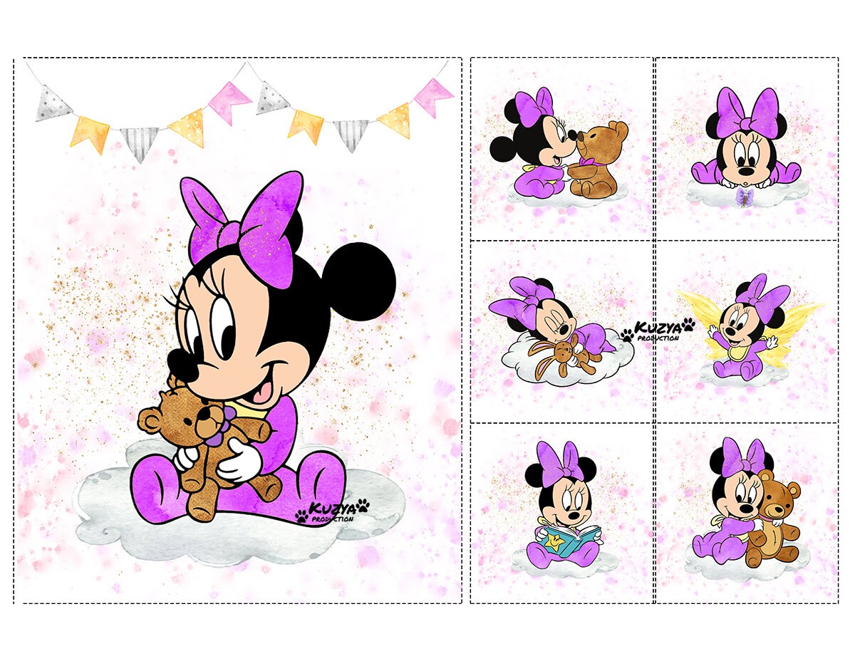 Quiltstoff Panel Set Lila Baby Minnie Maus. Baby Nähen | Etsy