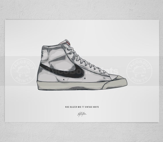 Nike Blazer Mid 77 Vintage Illustrated Art Print Poster Nike - Etsy