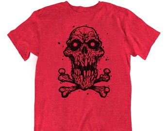 T-shirt tête de mort os croisés : t-shirt graphique art sombre