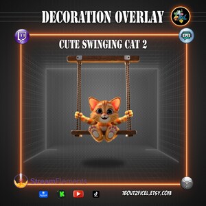 Chat Mignon Animé Overlay Décoration | Décoration Overlay Twitch Stream WebM OBS StreamElements