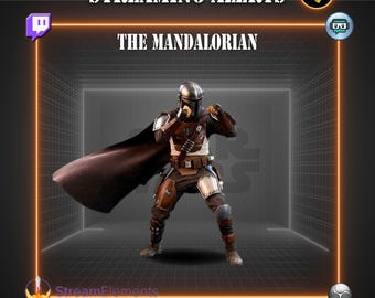 Le Mandalorian Alertes de Streaming + décoration Pack .webm Overlay Twitch VTuber YouTube Gaming Kick Animated Alerts