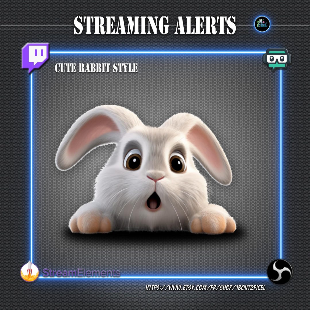 White Rabbit Alert Kawaii Bunny Stream Alerts | Animated Alert Pack for Twitch and Youtube ...