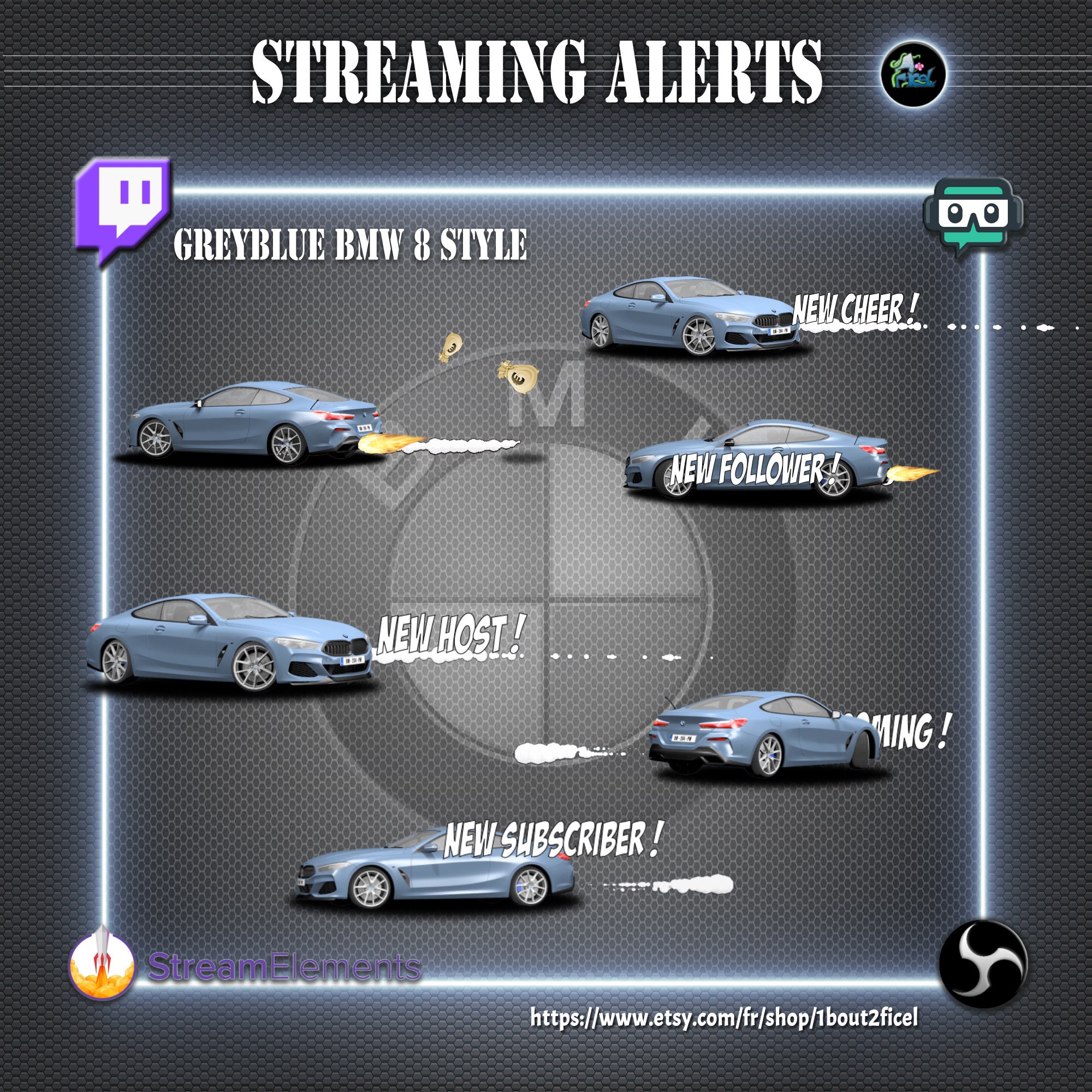 Gun Metal Stream Alert Example BMW 8 Greyblue – Streaming Alert | Animated Racing Streaming Alerts ...
