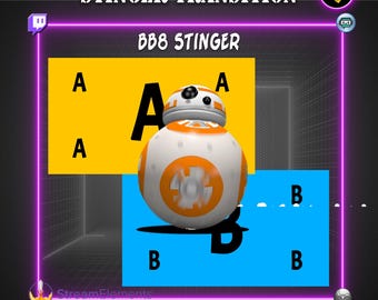 Transición de BB8 Droid Stinger: Superposición de animación WebM con sonido | Transición Twitch OBS Streamlabs StreamElements Sci-Fi Star Wars
