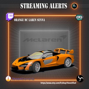 McLaren Orange – Animated Racing Streaming Alerts | Twitch OBS Overlay Drift Car Donation WebM