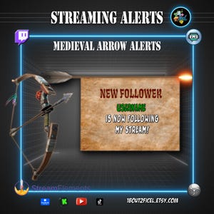 Flaming Arrow Shots with Sound – Animated Alerts Pack .WEBM Fire Archer | Twitch Overlay OBS Streamlabs StreamElements
