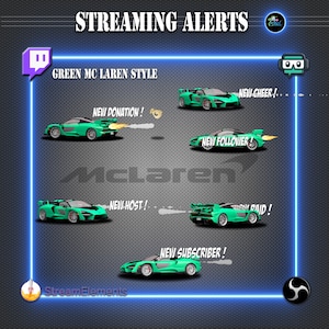 Streaming alert - Mc Laren Senna green - 3d car - f1 24 - 3d twitch alert -