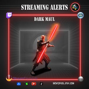 Darth Maul Streaming-aviseringar och överläggsdekoration .webm Transparent – Sith-animation Twitch VTuber Kick
