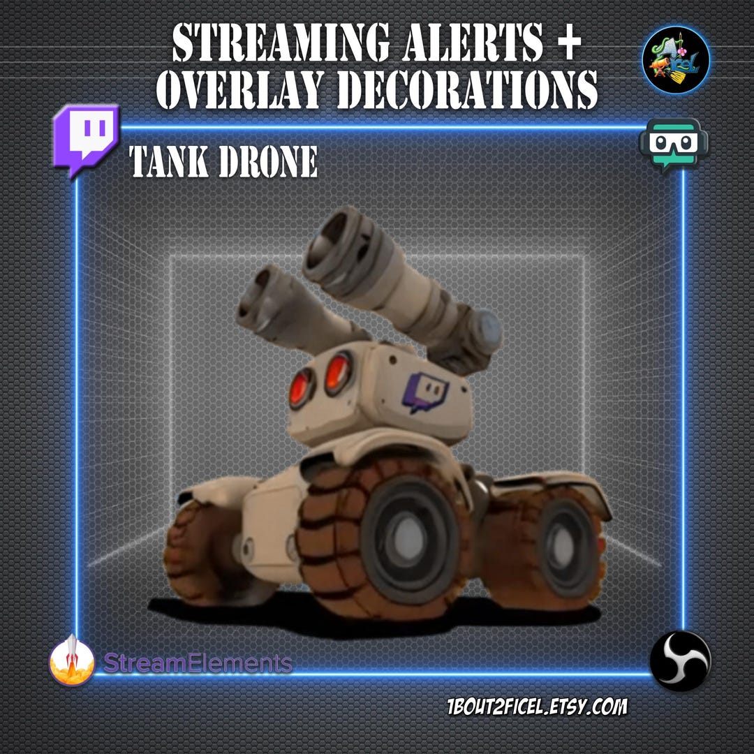 Tank Stream Alert Tank Drone Streaming Alerts + Overlay Decorations | 7 Animated WEBM ...