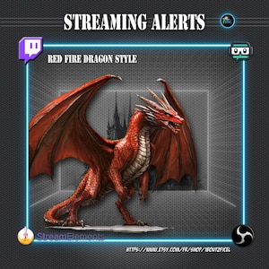 Red Dragon Streaming Alerts – Animated Fire-Breathing Dragon WEBM for Twitch, YouTube – Stream Overlay | OBS & StreamElements