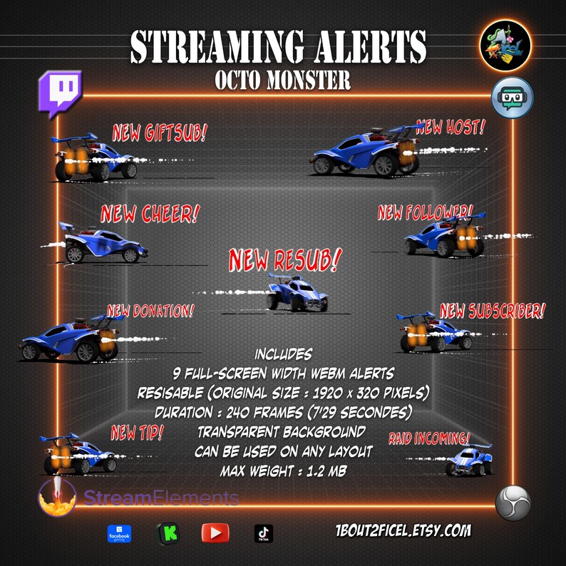 Octo Monster Overlay & Stream Alerts Video Game – Webm Animation Pack ...