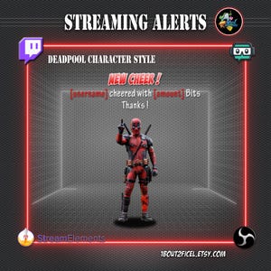 Deadpool  Alertes Twitch– Pack 8 Animations WebM Transparentes pour OBS / Streamlabs / StreamElements