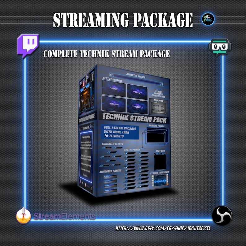 Complete Pack of Overlays for Streaming. Status Screens, Alerts, Sub ...