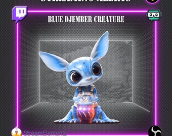 Blue Djember Animated Alert | Twitch OBS Overlay | Fantasy Creature webm