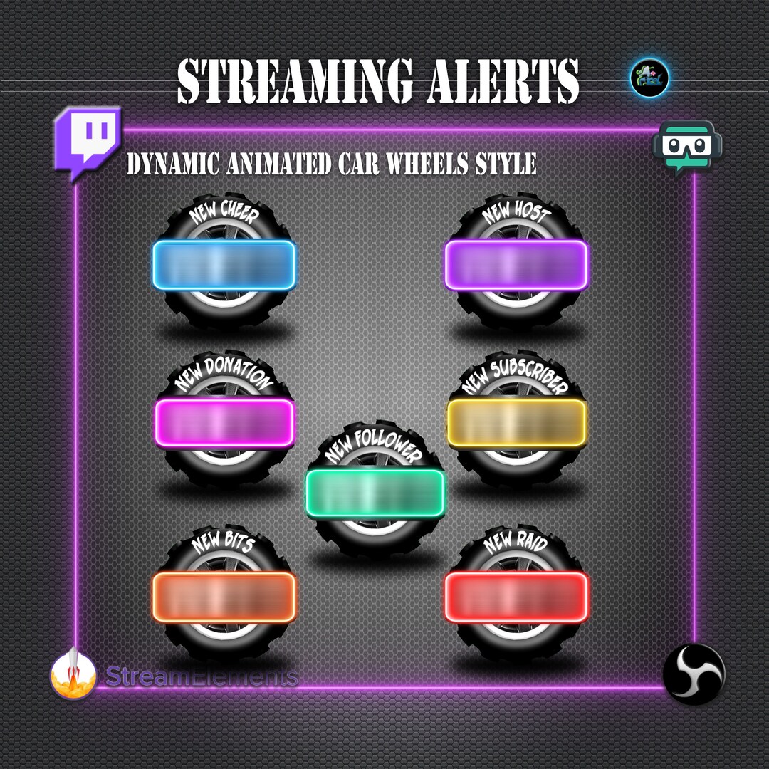 Streaming Alerts | Animated Car Wheel | 7 Colors | Compatible With OBS ...