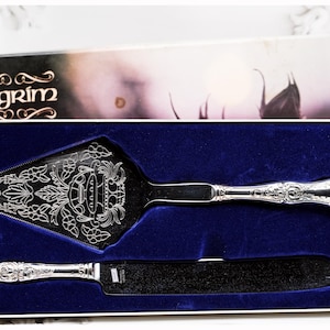 Vintage Falstaff Silver Plated Cake Server Set: Ornate Wedding Cutlery