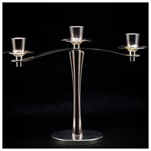 Silver Plated Candelabra: Elegant Three-Light Candle Holder, Wedding Centerpiece