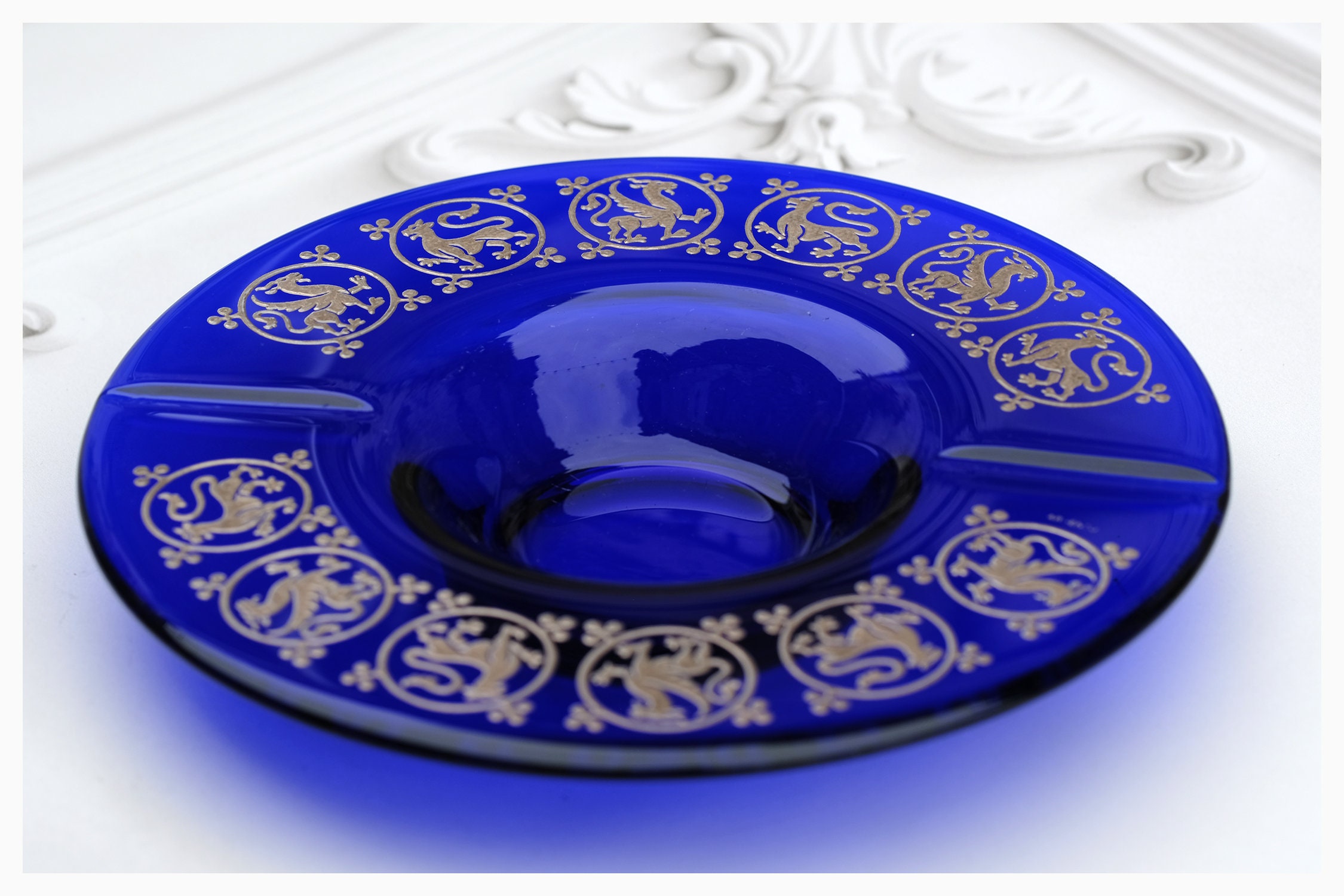 ヴィンテージ灰皿 イタリア製アラバスター×古代ローマ・アグリッパ肖像