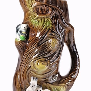 Vintage Large Withernsea Eastgate Fauna Jug/Vase Squirrel Bunnies 1960s Mid Century Withernsea Inglaterra