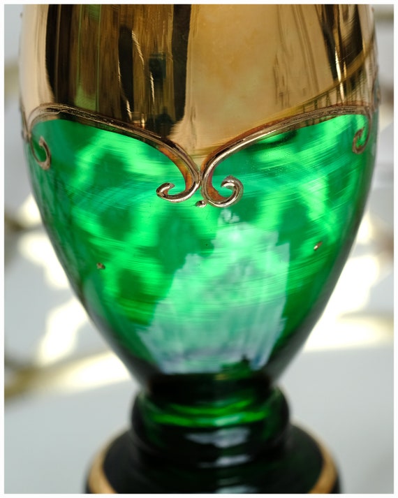 Set Five Bohemian Czech Izabela Green Water Glasses - Etsy