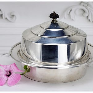 Art Deco Silver Plated Muffin Dish: Bakelite Handle, Sheffield 1920s
