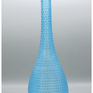 Vintage italienische Empoli Blue Hobnail Glas Genie Flasche Karaffe Flasche, Mid Century Sammler italienische Türkis Flasche