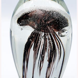 Extra Large Art Glass Jellyfish Controlled Bubbles Paperweight, Collectible Paperweight, Art Glass Gift, Stylish Desk Accent