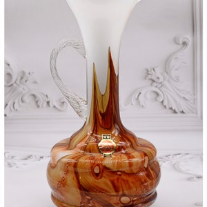Extra Large Vetreria Berberi Florence Opaline Glass Vase Pitcher 1970s H 30.5 cms