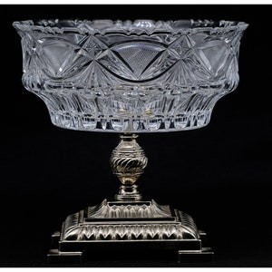 Vintage Italian Kristall Krisla Cut Crystal Compote Fruit Centrepiece Bowl, Ornate Crystal Bowl, Pedestal Crystal Bowl, Diameter 22.5 cms