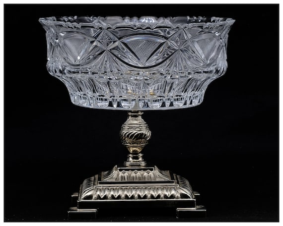 【廃盤】英国製　STUART スチュワートクリスタル　センターピース　大皿 ヴィンテージ クリスタル クリスラカット クリスタル コンポートボウル