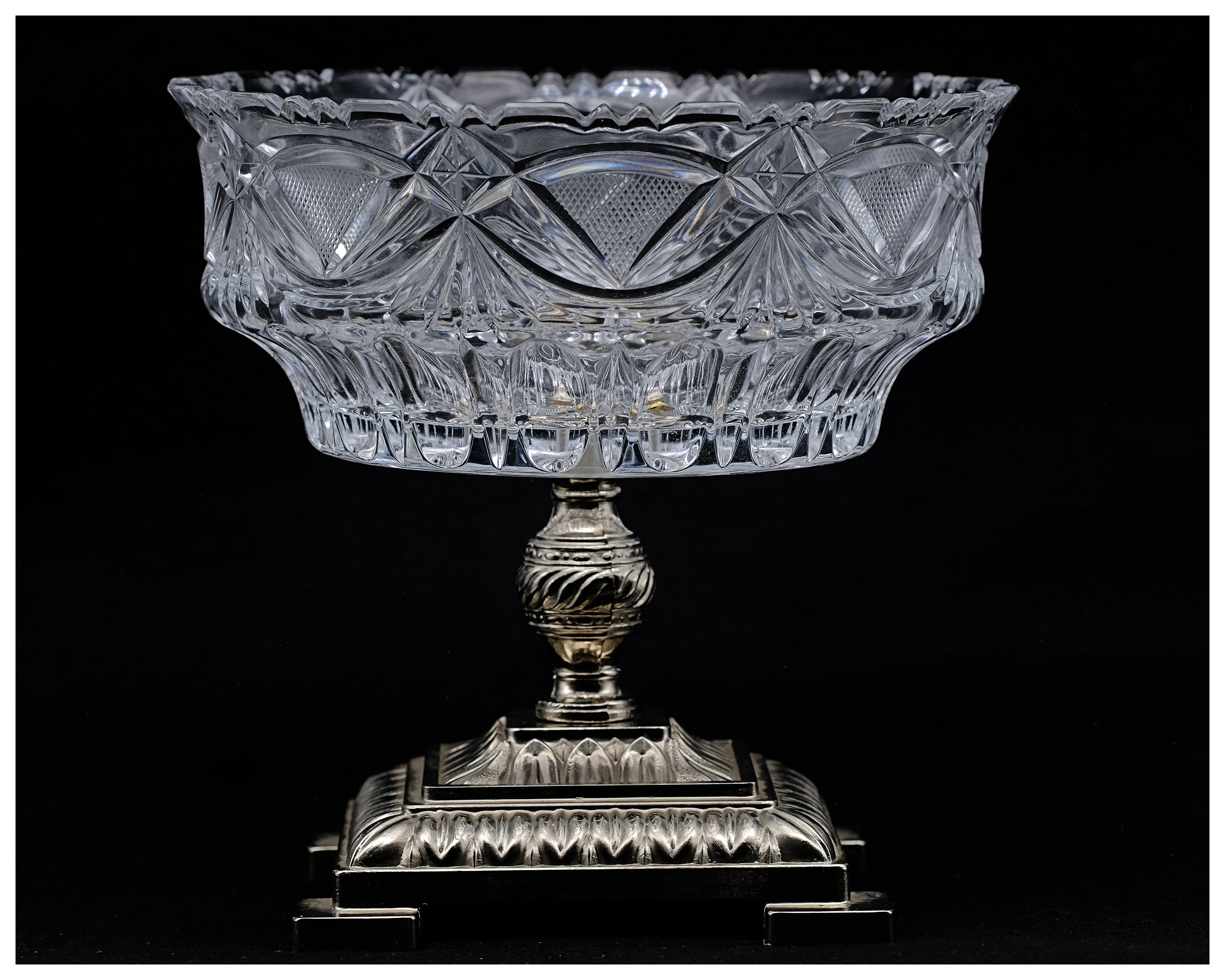 ヴィンテージ クリスタル クリスラカット クリスタル コンポートボウル