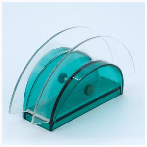 Portatovaglioli Guzzini Bon Ton post-moderno, Furio Minuti, Stile Memphis, anni '80, Portatovaglioli Guzzini modernista, Portatovaglioli in acrilico Aqua Lucite